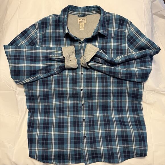 LL Bean Plaid Flannel Shacket Men's Sz XL-Tall Fleece Lined Button Shirt Jacket - Picture 1 of 11